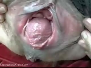 Matura nonnina stiramento suo estremo spalancato pelosa vagina